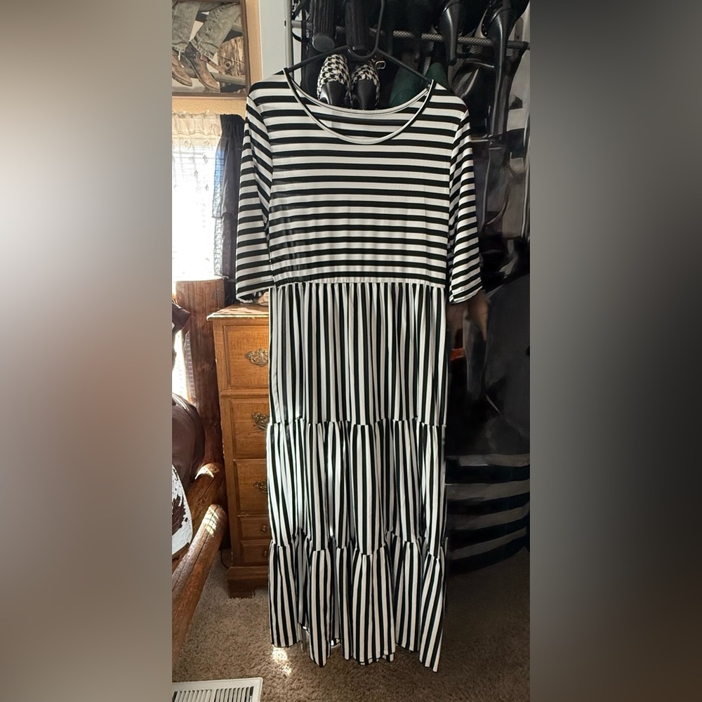 Striped Black and White Maxi Dress